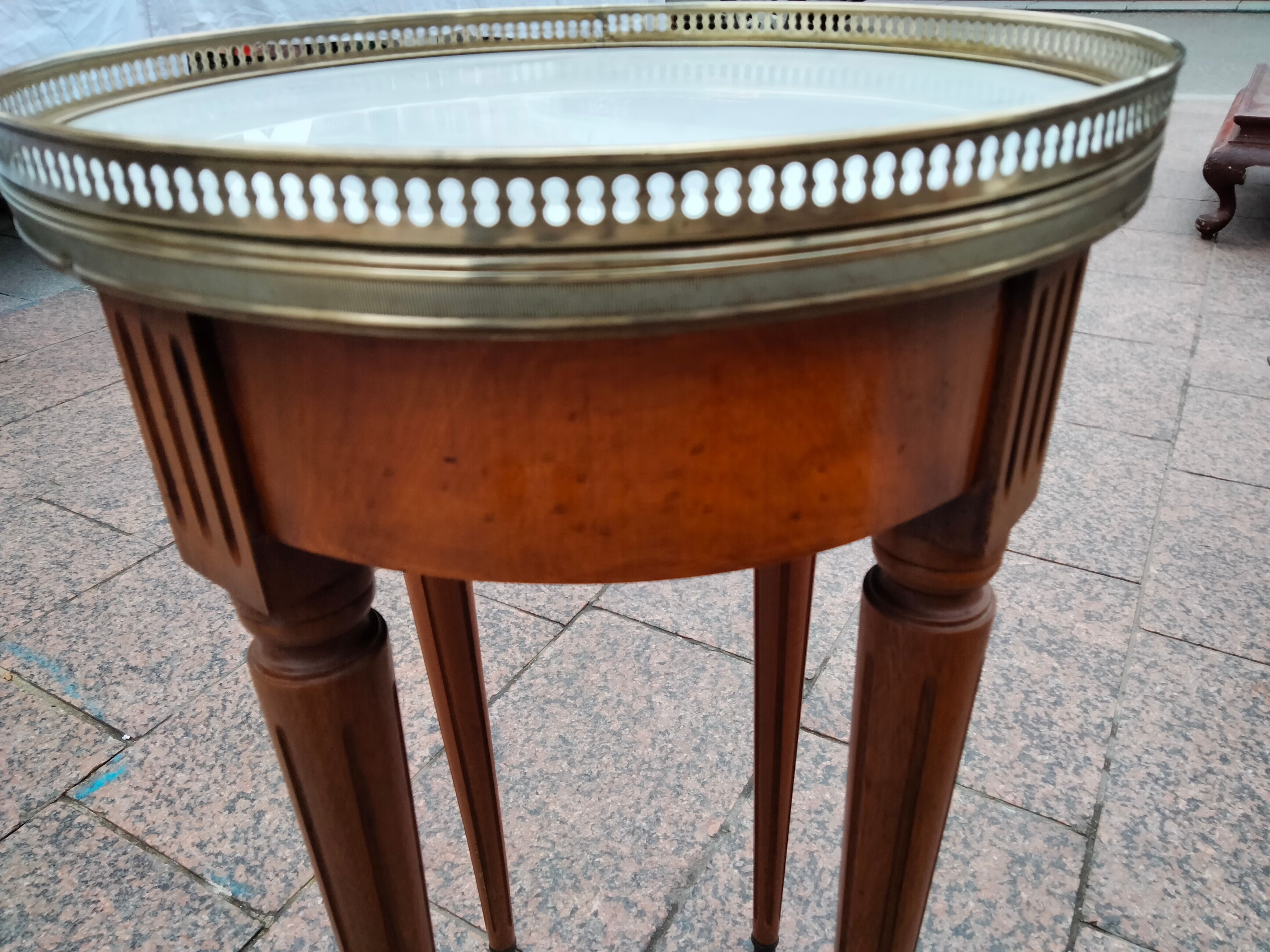 Gueridon side table old marble top vintage xxeme