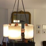 Seventies wood chandelier