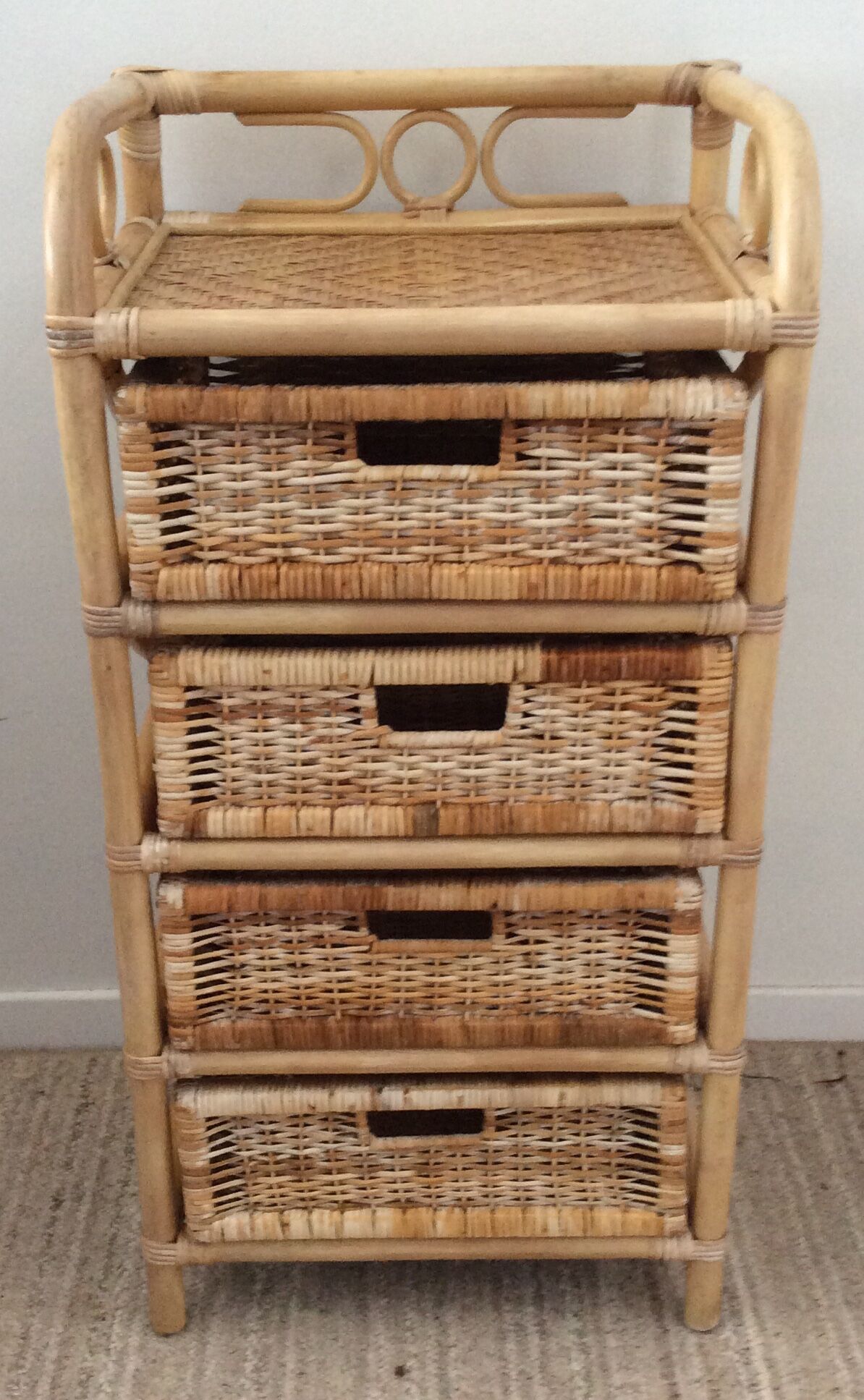Rattan and wicker rag duo from the 70s