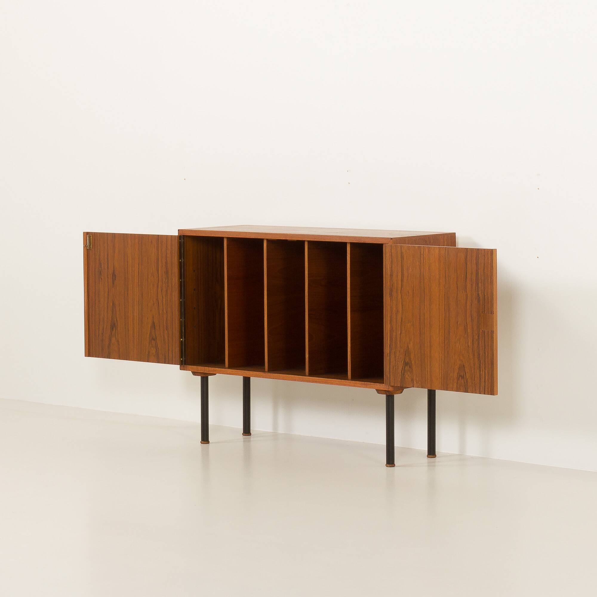 Danish mid century vinyl record cabinet in teak, 1970s