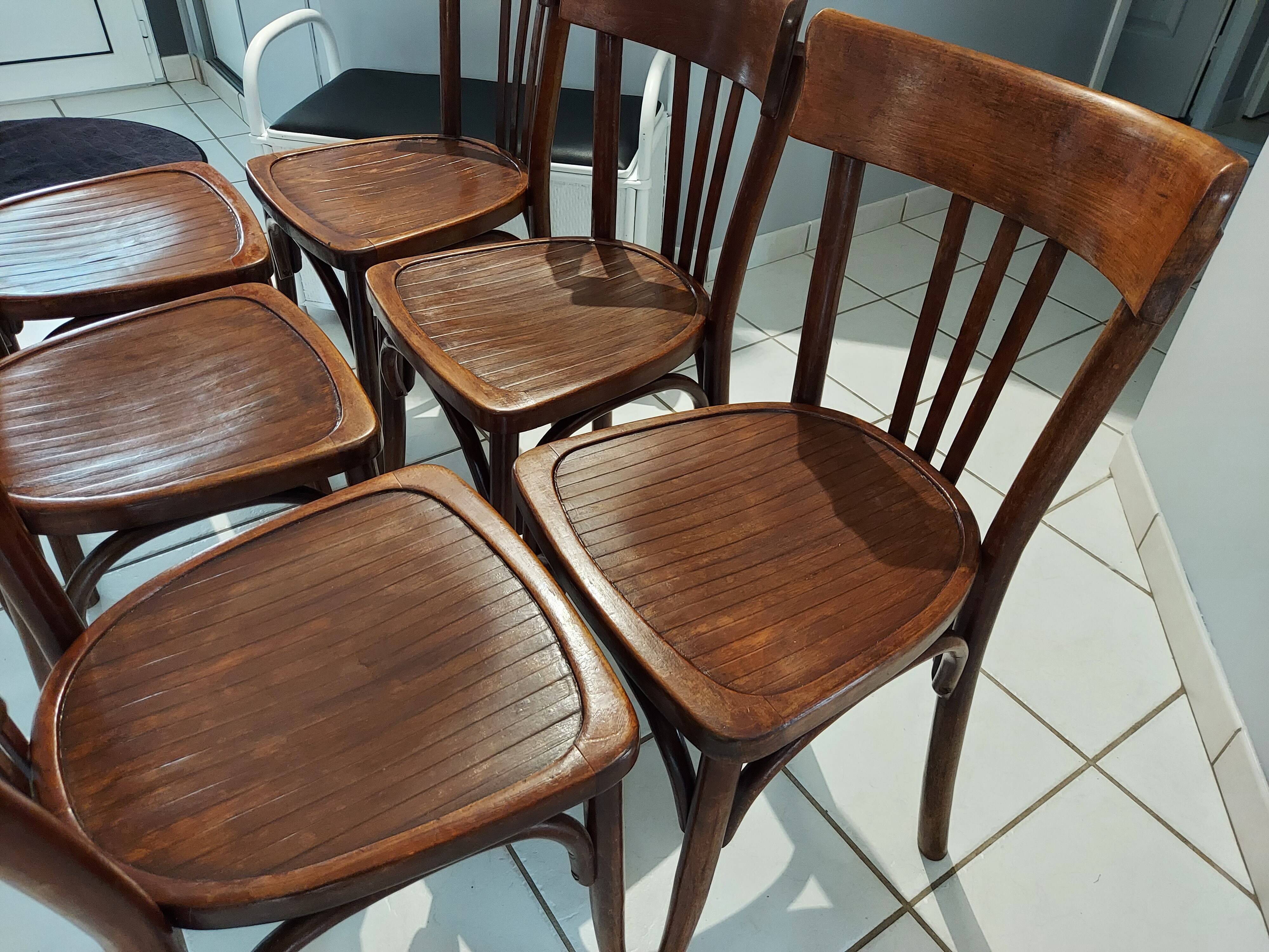 Suite of 6 baumann vintage bistrot chairs 1960s