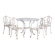 Table et chaises de jardin blanches d’époque (c.1950). Ensemble de 5 pièces
