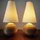 Pair of vintage lamps in rattan and ceramic