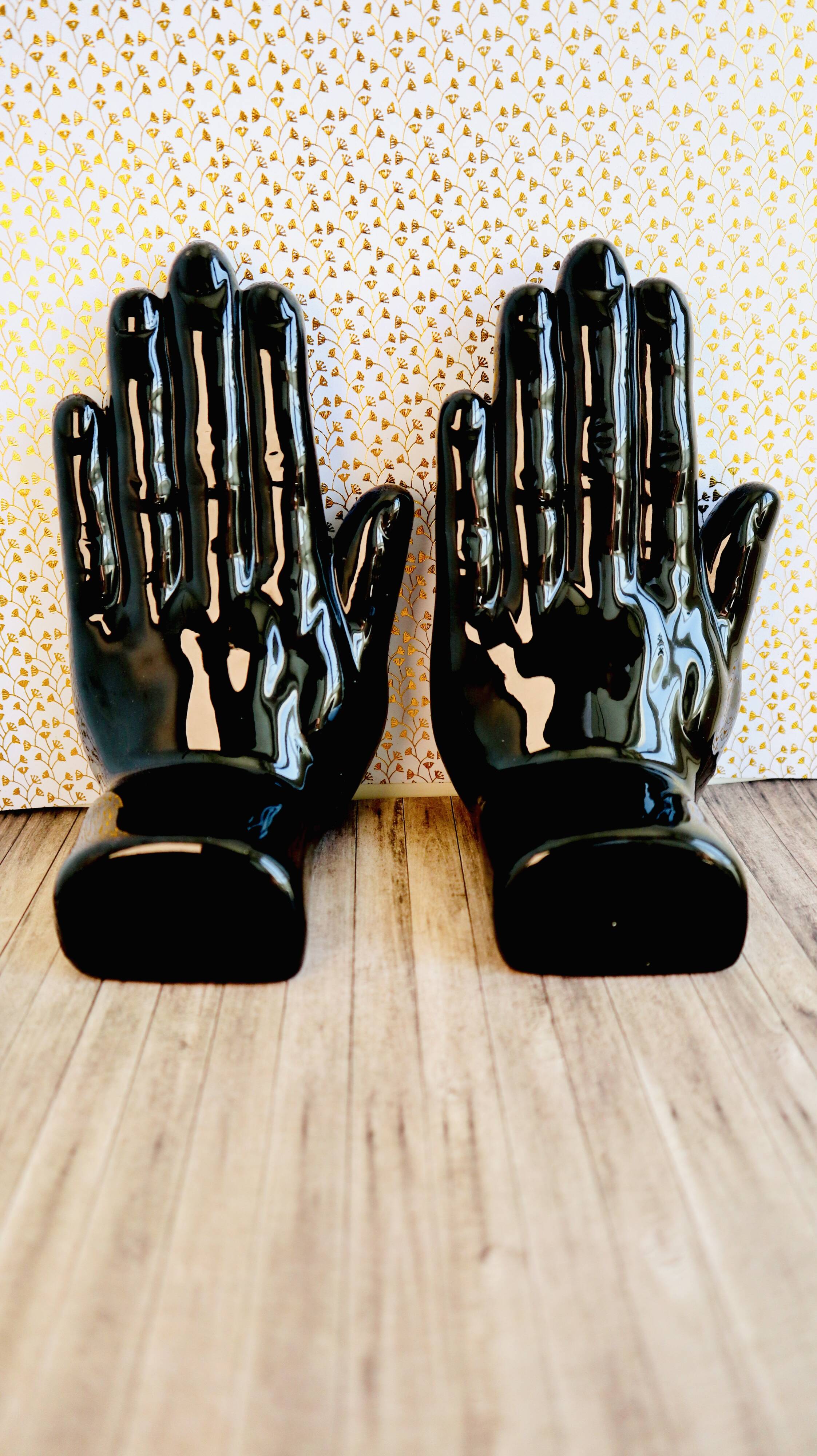 Pair of ceramic hand bookends from the 80's