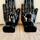 Pair of ceramic hand bookends from the 80's
