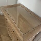 Small chest of drawers in solid oak white lead Art Nouveau style