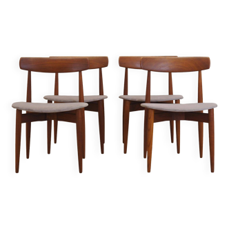 Set of four teak chairs, Danish design, 1960s, designer: H.W. Klein