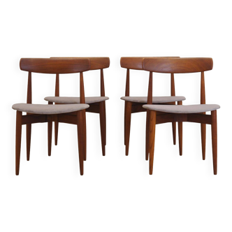 Ensemble de quatre chaises en teck, design danois, années 1960, designer : HW Klein