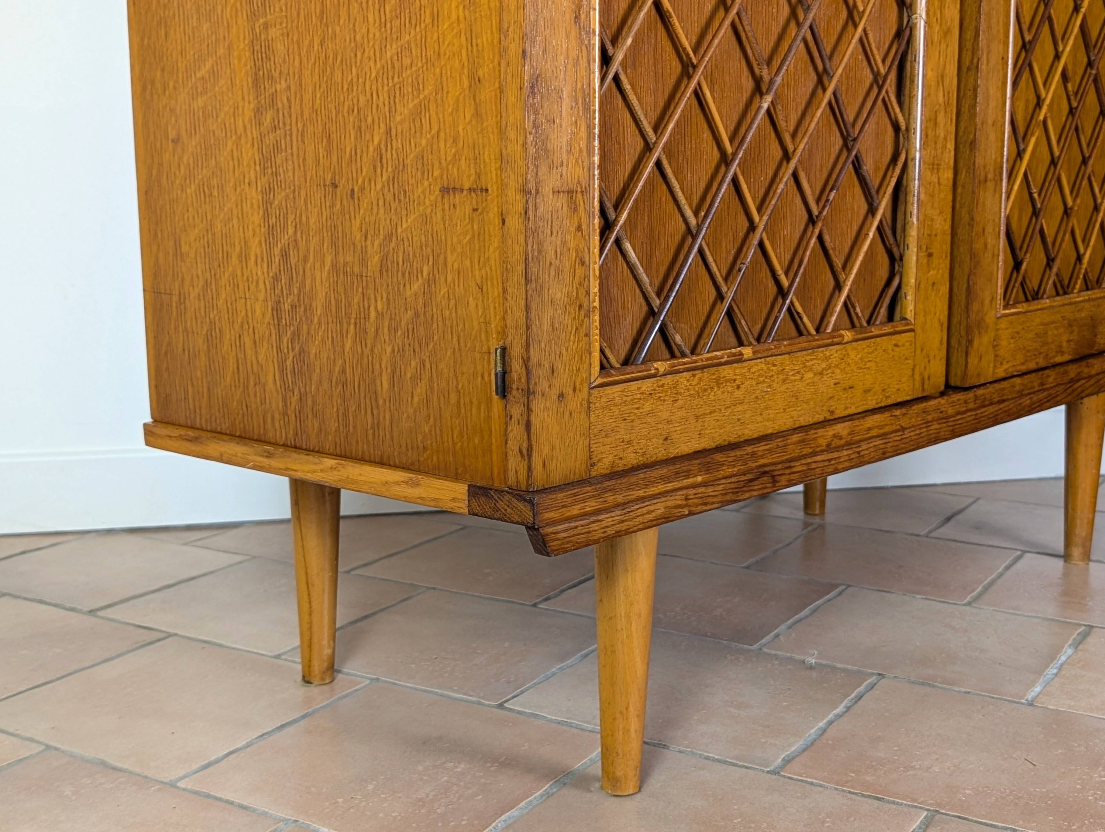 Wood and rattan wardrobe 60'