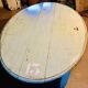 Oval bistro table from the 1930s with a lovely light blue patina