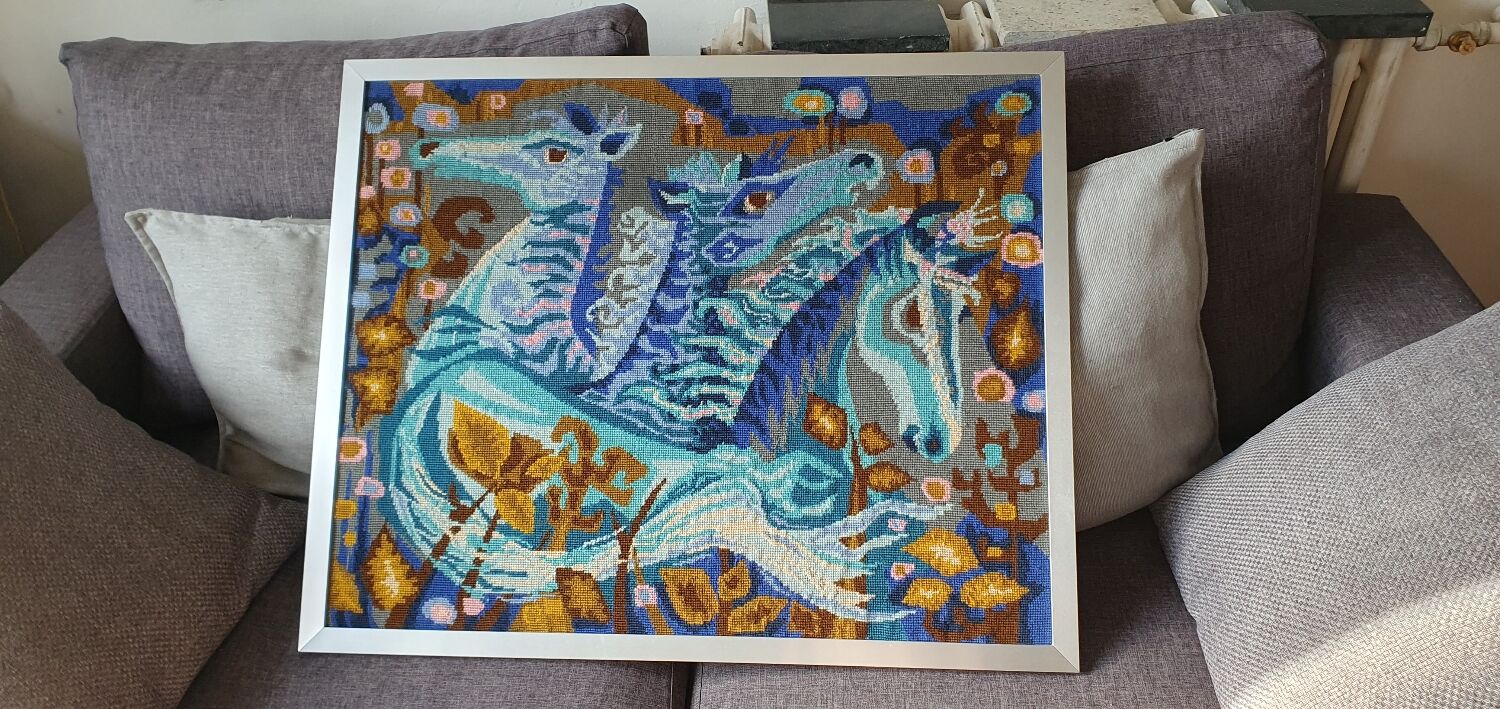 "Tapestry The Horses of Azure" by Jc Duprez, 1960s/1970s