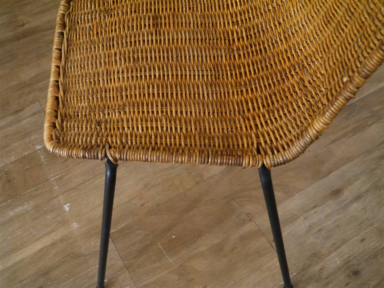 G.Franco Legler rattan and metal basket chair