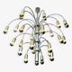 Post-modernist 24-light chandelier in chrome and gold metal, Germany 1970s