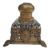 Bronze and crystal inkwell nineteenth Louis XVI and Marie-Antoinette medallion