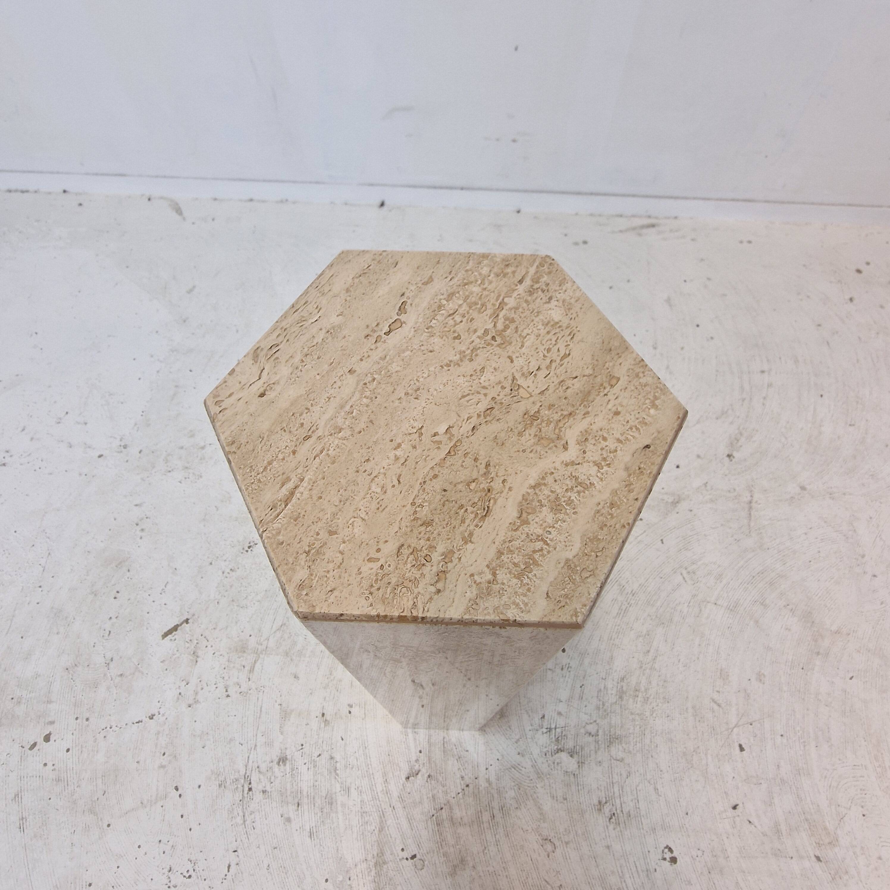 Italian Travertine Side Table or Pedestal, 1980's