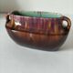 Oval low vase with handles in glazed ceramic, 20th century