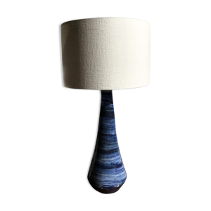 Lampe en céramique bleue des années