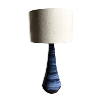 Lampe en céramique bleue des années 1960