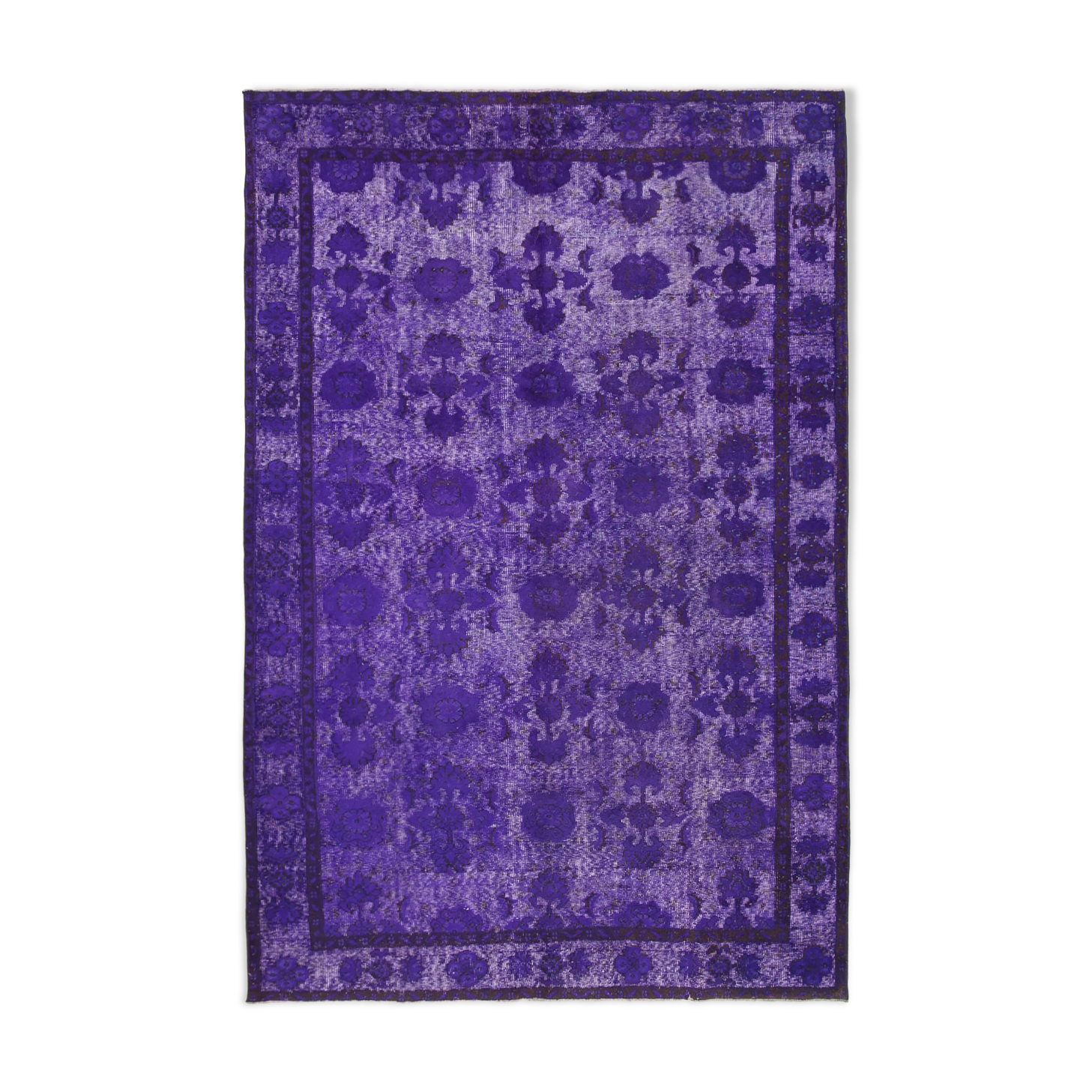 Handmade vintage turkish 1980s 185 cm x 284 cm purple rug