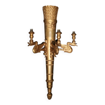 Neoclassical torch lamp with swans and eagle 19th century