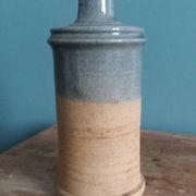 Vase soliflore bouteille en grès décor herbier