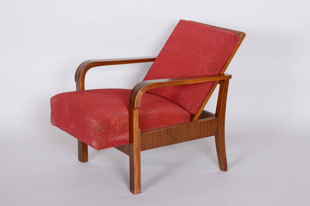 Set of Art Deco Walnut Armchairs, 1930s