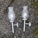 Pair of chrome and bubbled glass wall lights