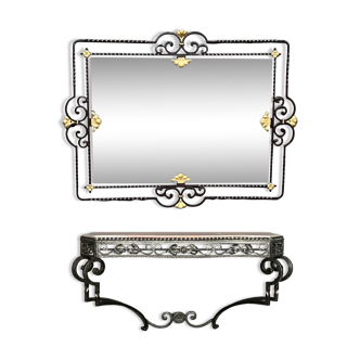 Mirror with art deco style console