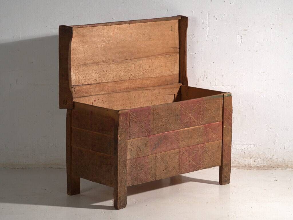 Antique carved pine chest – Central Europe, circa 1850