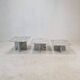 Ensemble de 3 tables basses ou d'appoint italiennes en marbre Bianco Carrara, 1980s