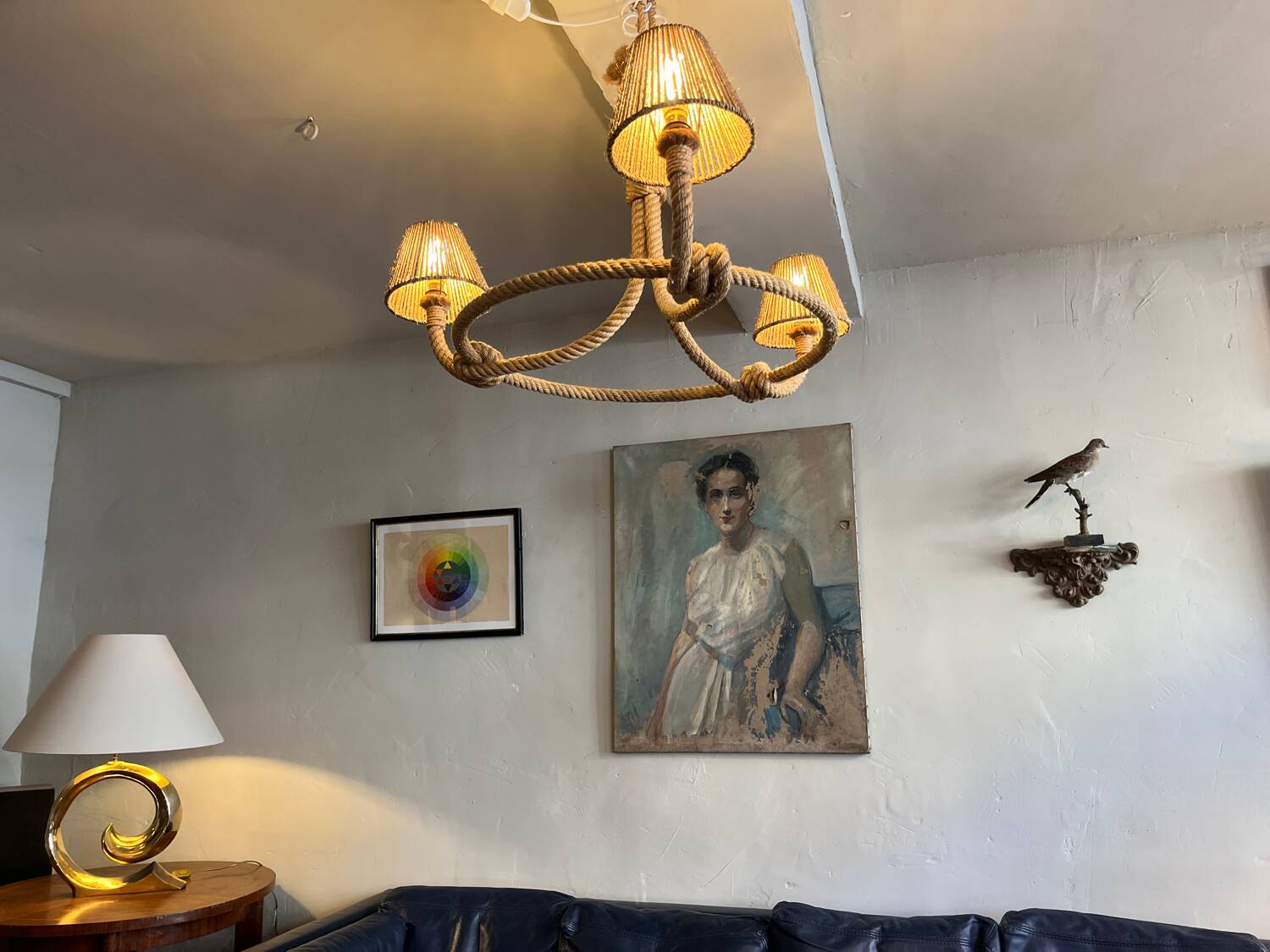 Cord chandelier 1970 Berthes Glasser