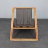 Modernist folding lounge chair with wooden frame, 1970s