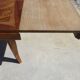 Antique solid walnut table with marquetry and extensions.