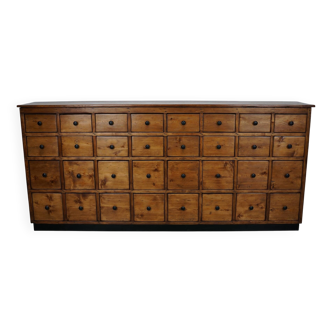 Large German Pine Industrial Apothecary / Shop Cabinet, 1950s