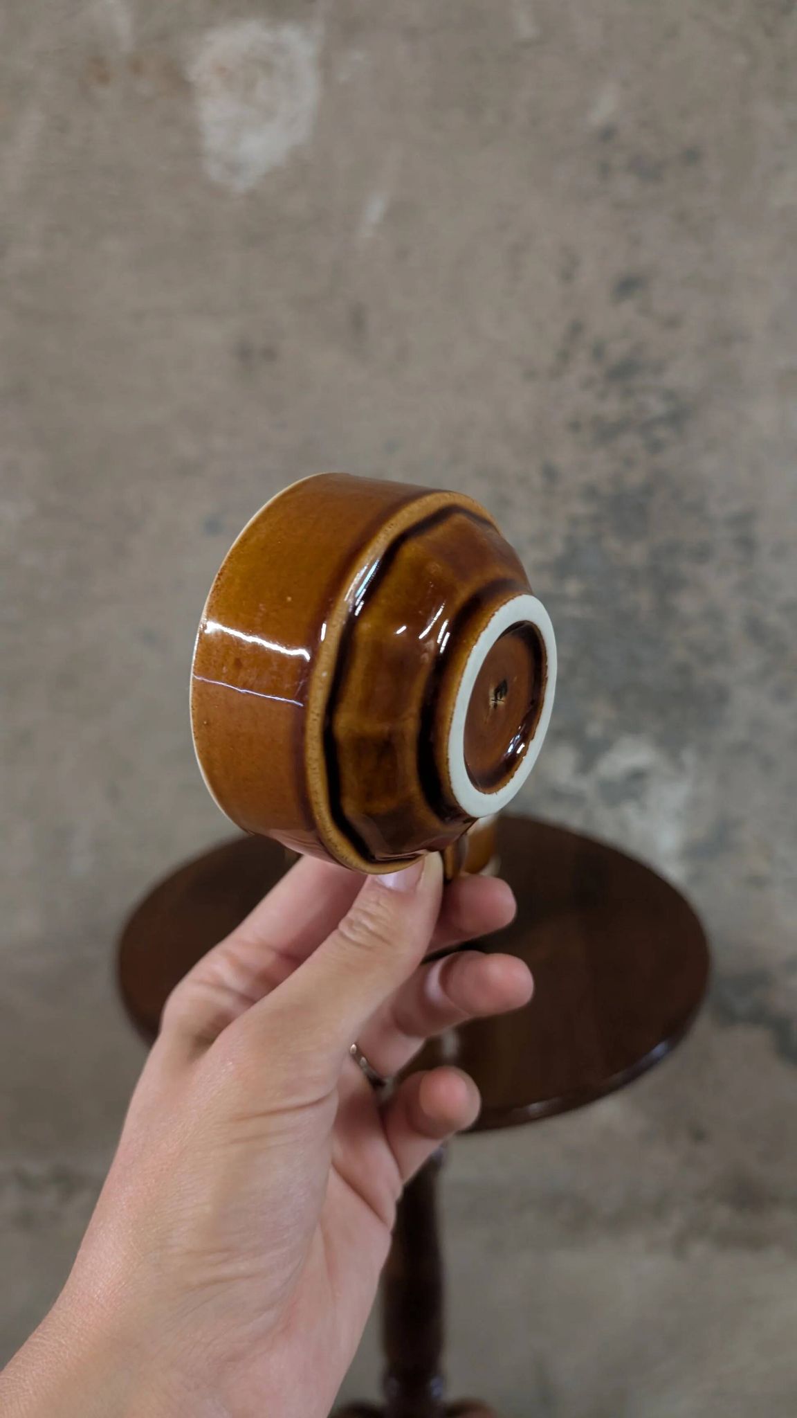 Trio of brown stoneware cups