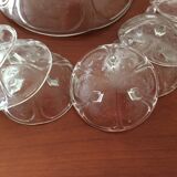 Service à salade de fruits sur 3 pieds en verre (saladier et 7 coupelles)