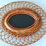 Miroir en rotin tressé