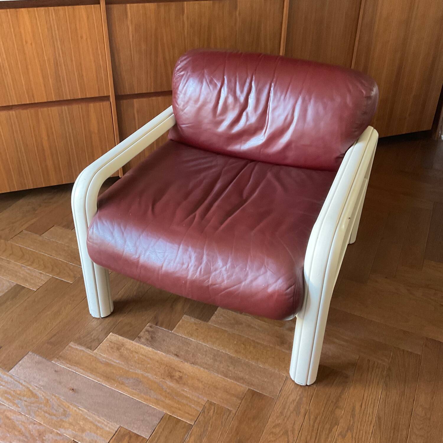 Gaëtana Aulenti armchair, vintage leather, 70s