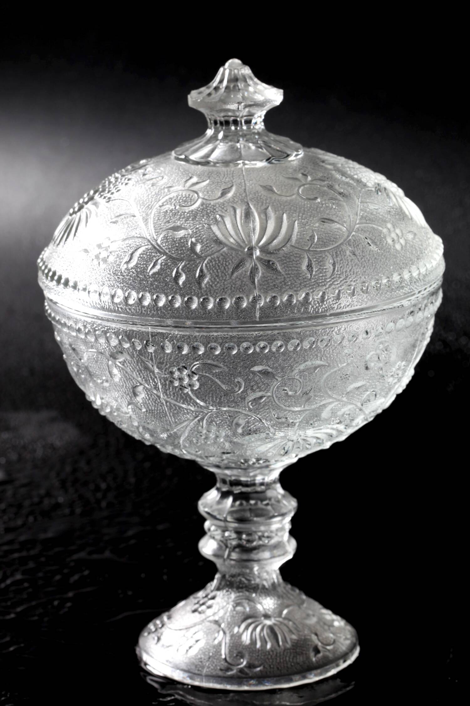 Vintage Cibulak Glass Pedestal Box by Oavel Panek: Czech Bonbon Candy Jar