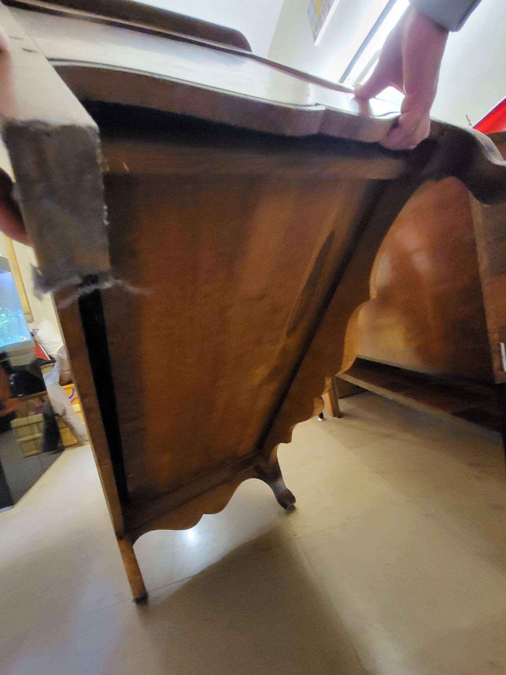 Louis XV style crossbow commode in solid walnut