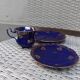 Superb Coffee/Tea Trio in Cobalt Blue & Gold Porcelain - Chodzież Poland