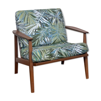 Fauteuil design scandinave rétro motif jungle