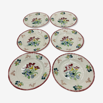 Lot de 6 assiettes plates Longwy modèle Marseille