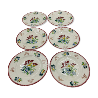 Set of 6 flat plates Longwy model Marseille