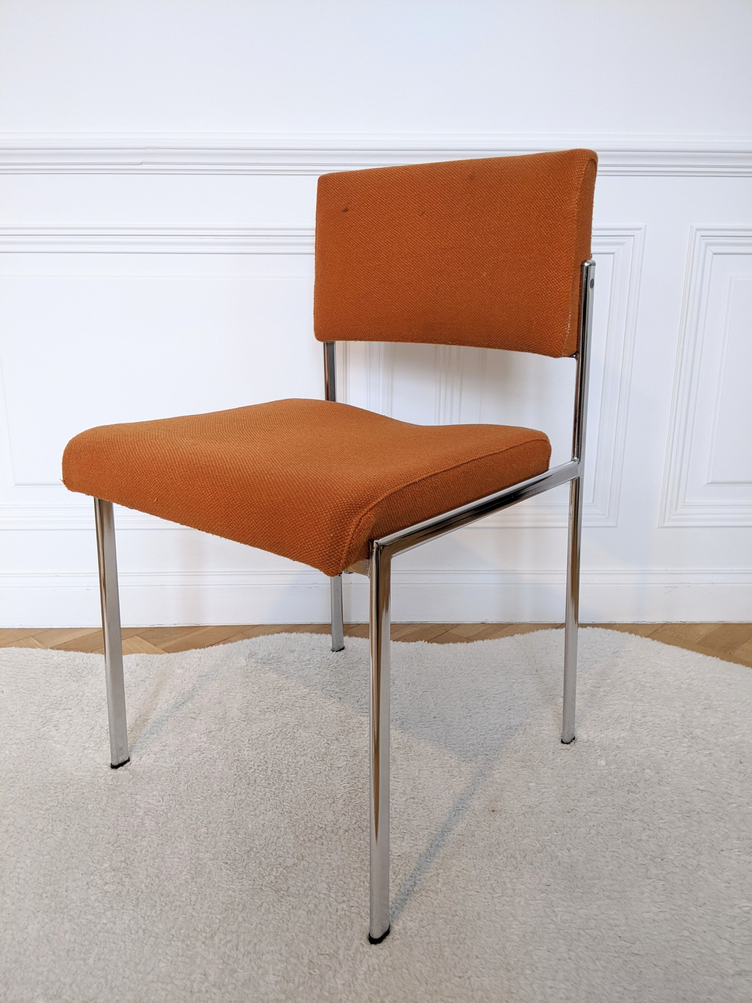Orange chrome fabric chair