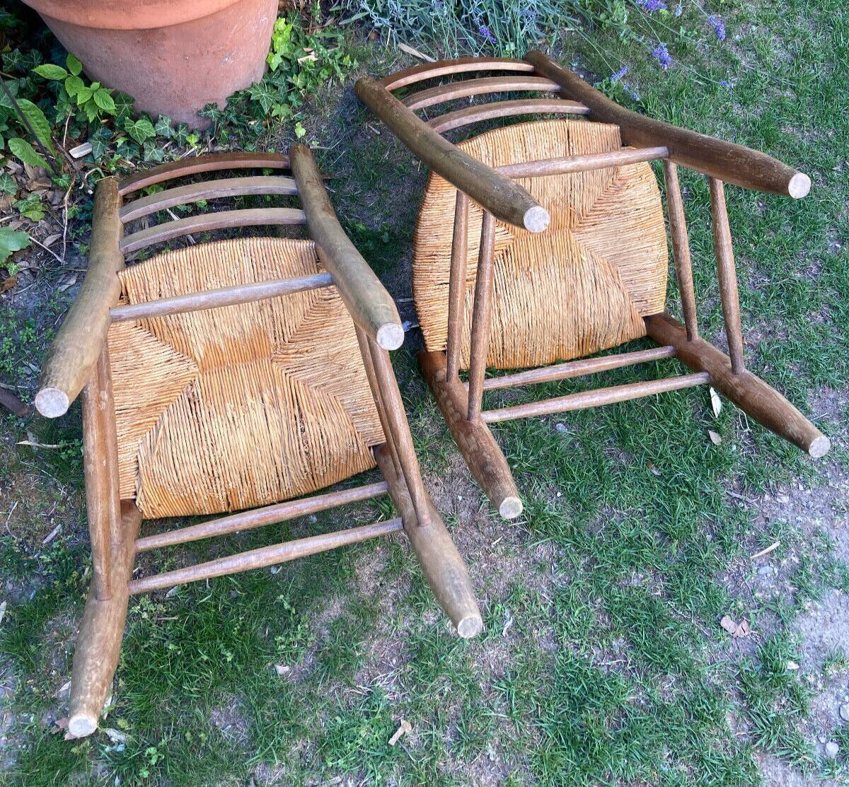 Pair of straw chairs