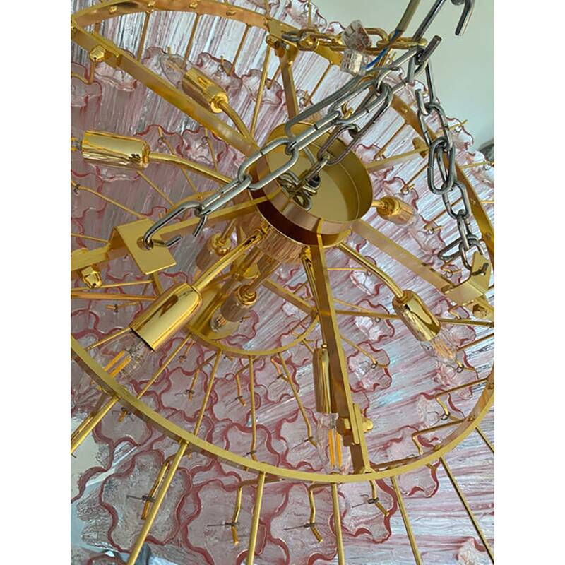 Lustre en verre de Murano rose « Tronchi »