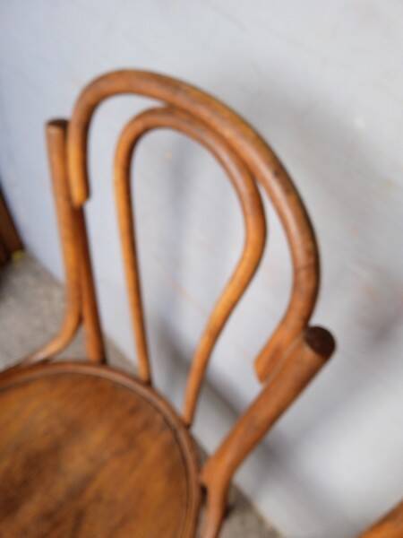 Paire 2 chaises bistrot bois courbé vintage