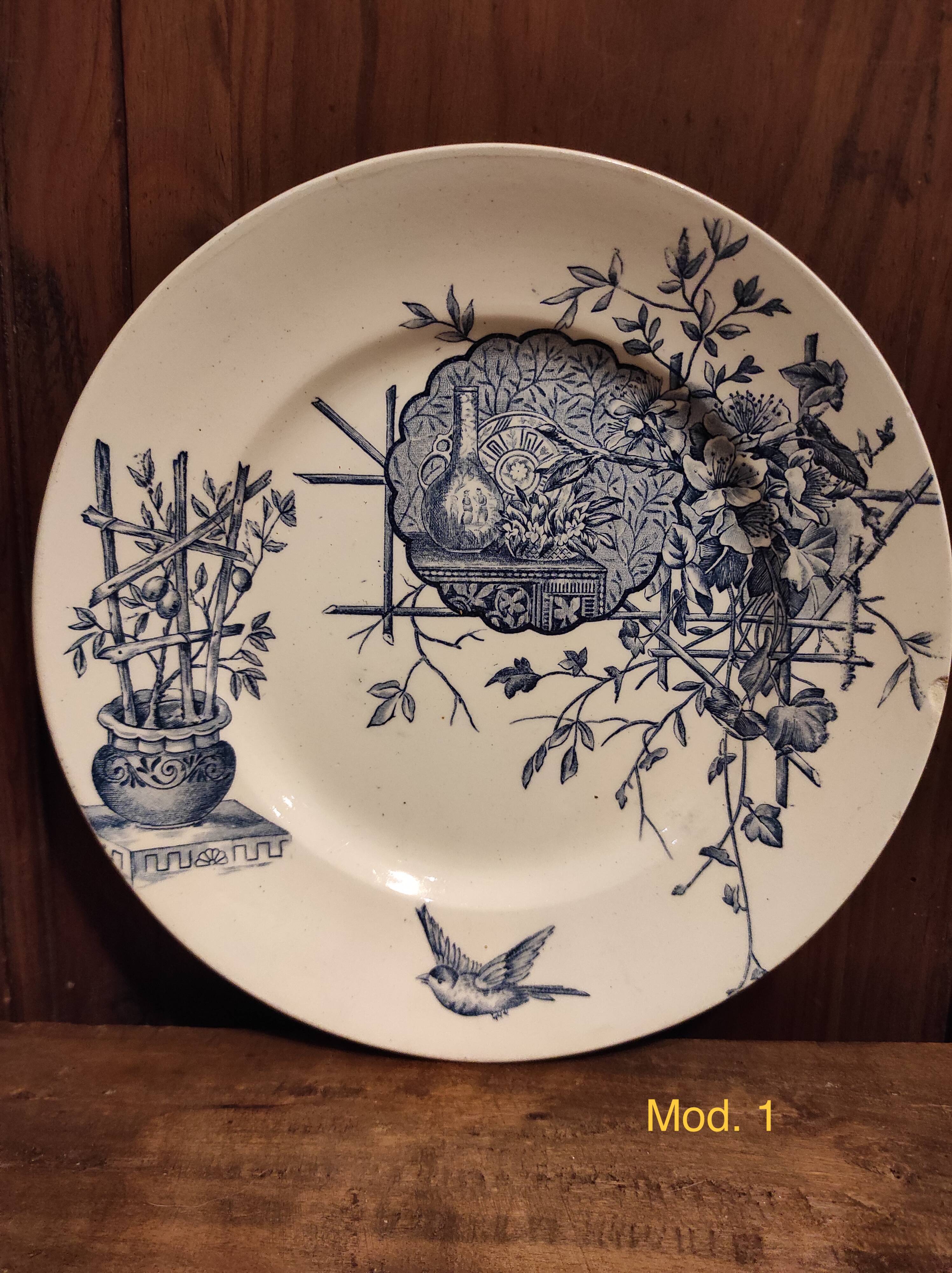 French vintage dessert plate, R. Lafitte, Terre de Fer, Salins