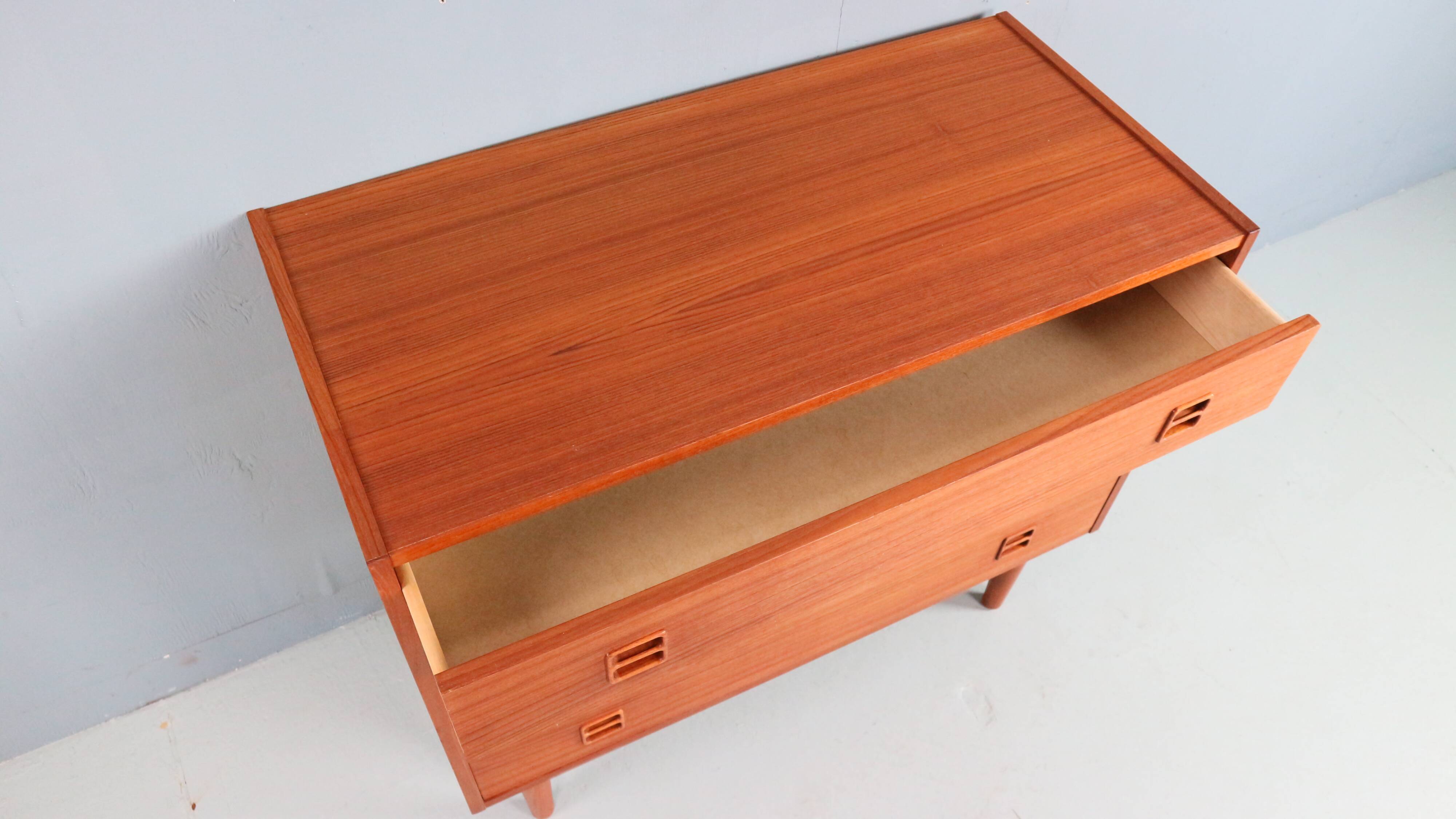 Danish teak low chest with four drawers, 1960s